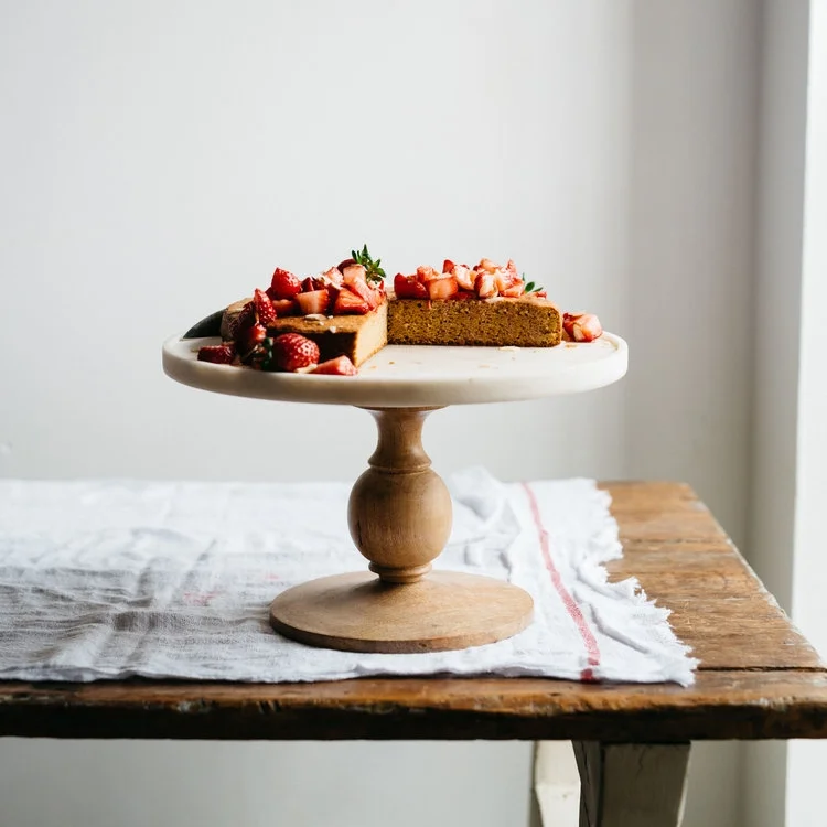 flourless almond cake w/ kombucha macerated berries