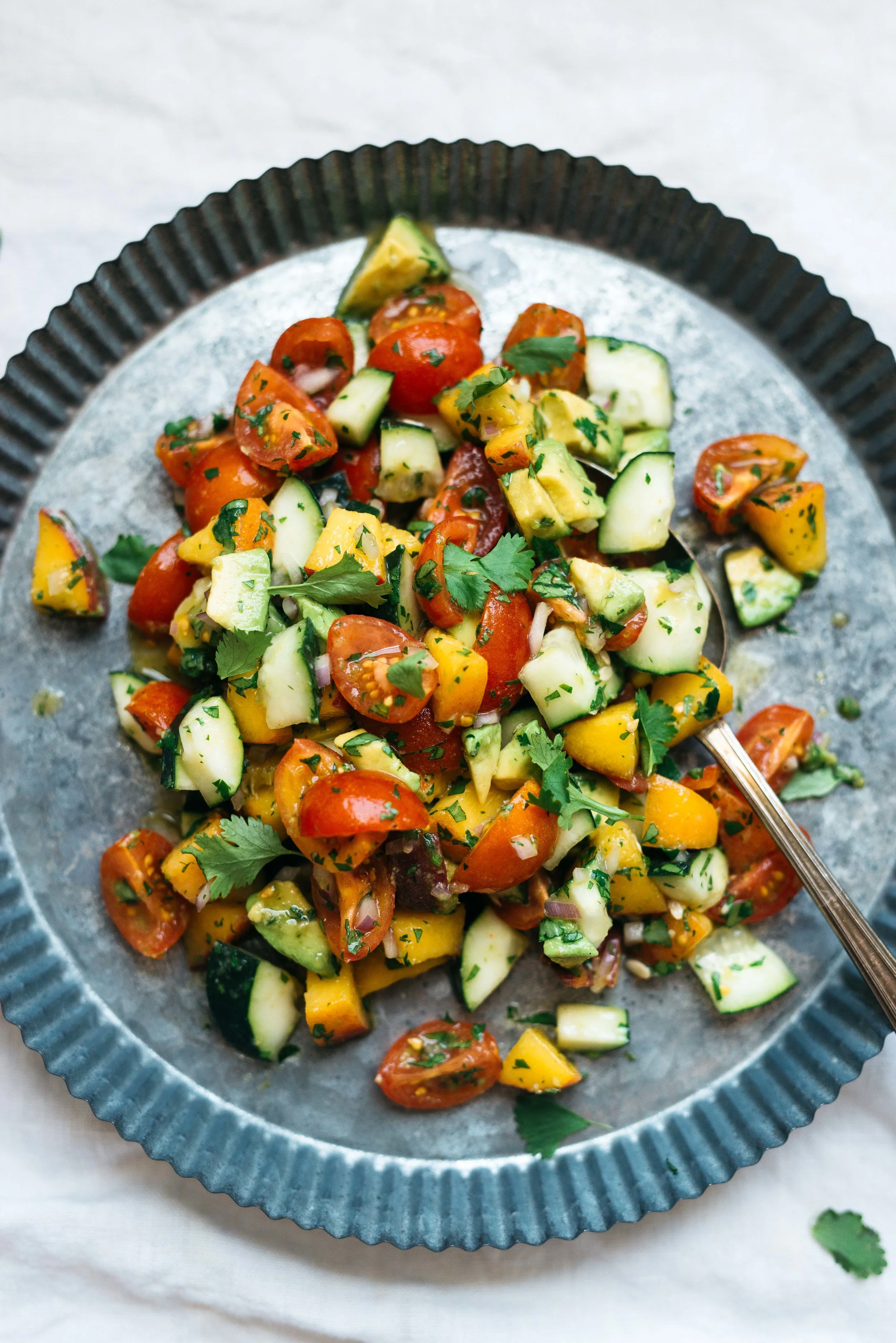 1 Summer Salad, 2 Ways: Tomato, Peach & Avocado Salad | Dolly and Oatmeal