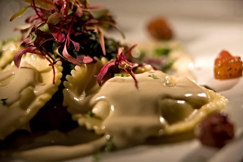 Butternut Squash Ravioli, Sage Cream, Pancetta