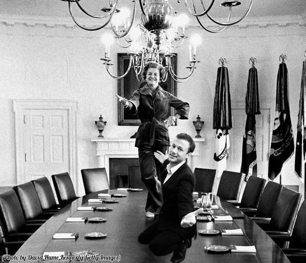 #TBT to when Betty Ford and I danced on the cabinet room table at the White House on her last day as First Lady. 1977