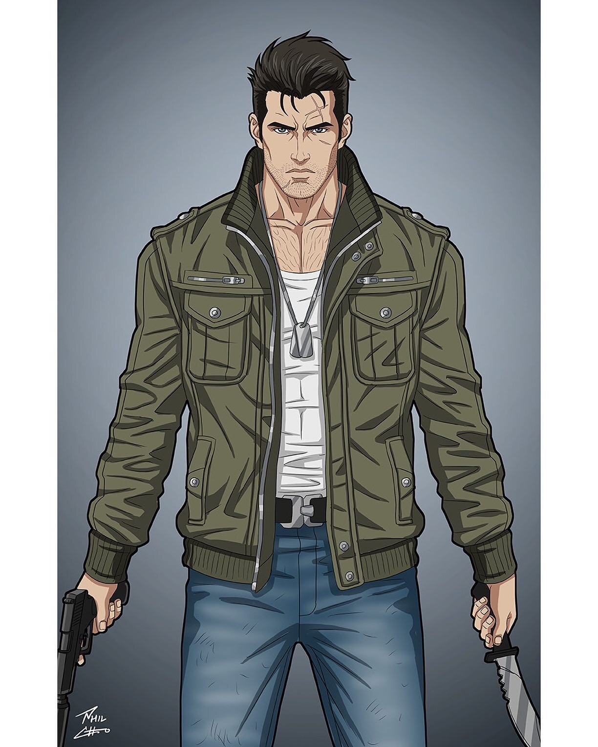 &quot;Frank Castle&quot; - sponsored by the Earth-27 Fan Community for Roysovitch's Earth-27M Project.
Character belongs to Marvel Comics, but has been reimagined for Earth-27M.
Art by Phil Cho.

#frankcastle #punisher #earth27m #marvel #roysovitch #