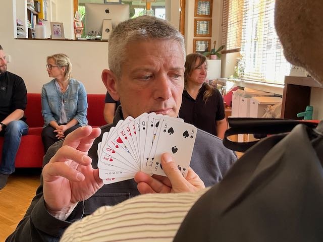 …looking from card to card…
