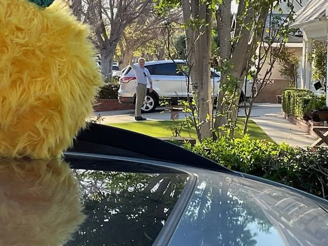  …to the NEIGHBOR next door, who waves and says…   NEIGHBOR: “Hey, Biberty.”  