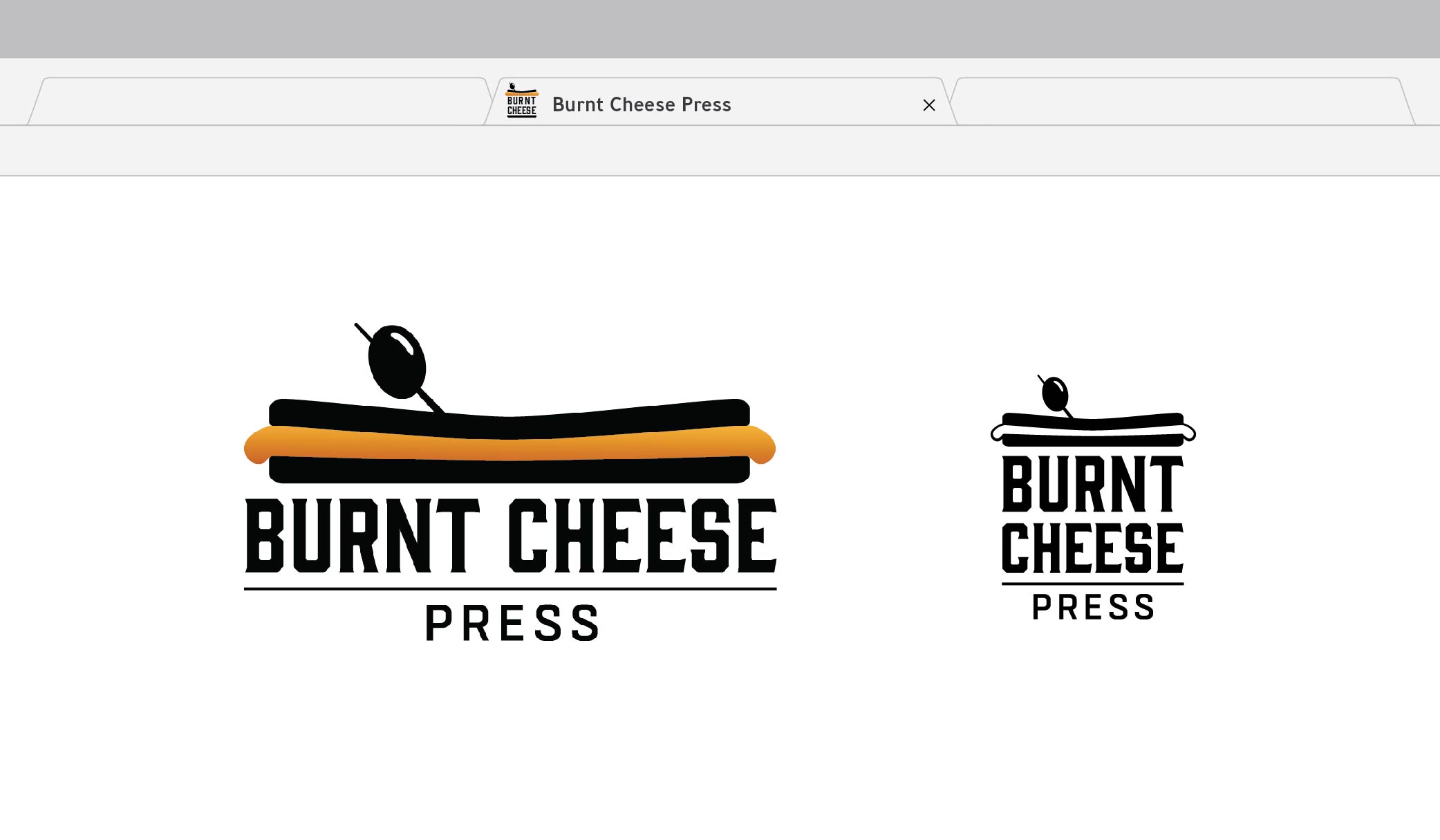 Burnt Cheese Press PROJECT: This logo was designed for an independent publishing house focussing on cookbooks. The sandwich image is representative of the owner's first published cookbook, The Ultimate Panini Press Cookbook, as well as the direction she wanted to take the press: easy recipes for busy families. The logo-lockup is flexible in shape and color for a variety of uses including book spines and back covers, websites, and social media.