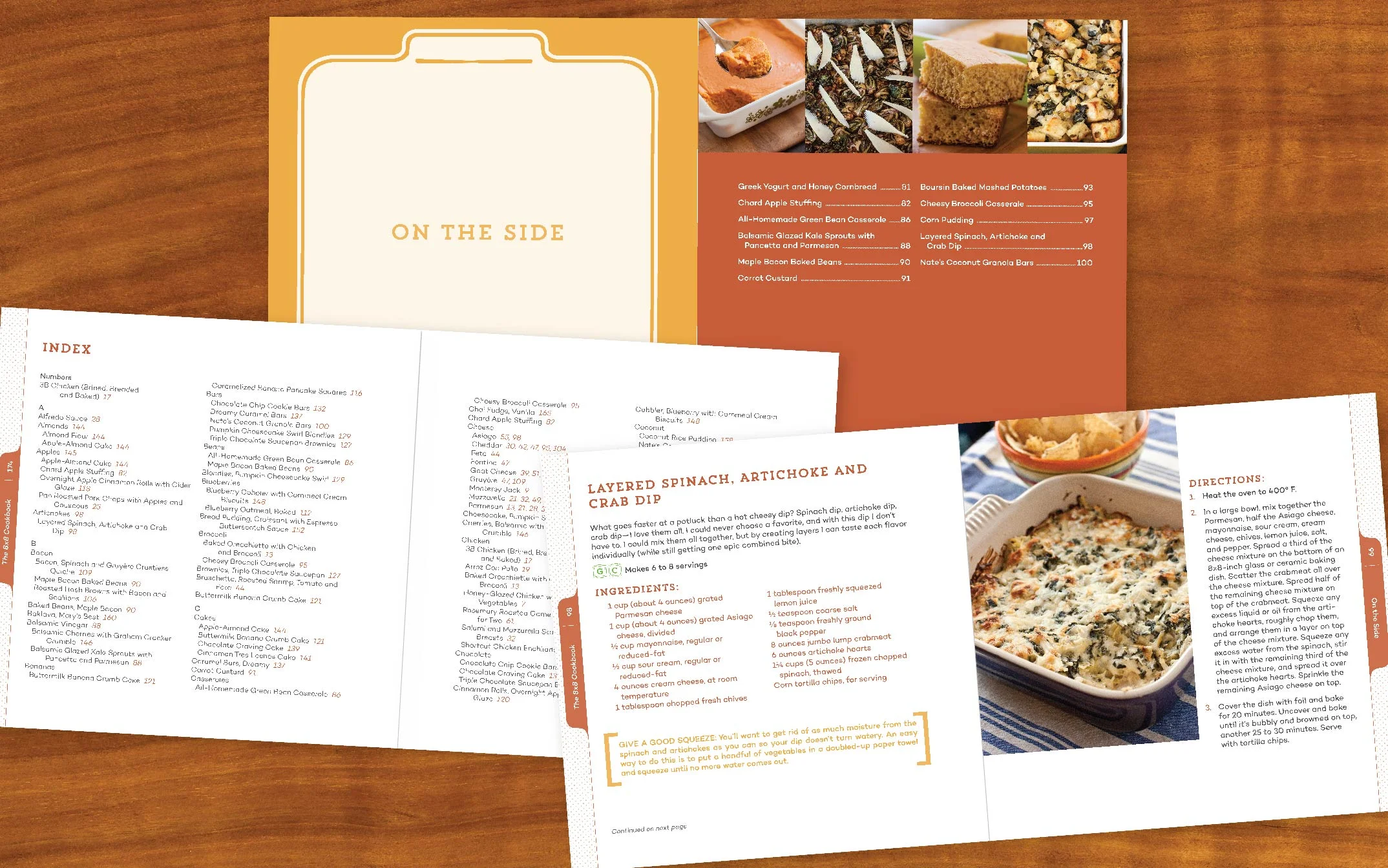 Designed the interior for The 8x8 Cookbook, creating a working index, managing and adjusting photos, and building on the book cover concept (pan icon illustration, colors, and fonts).
