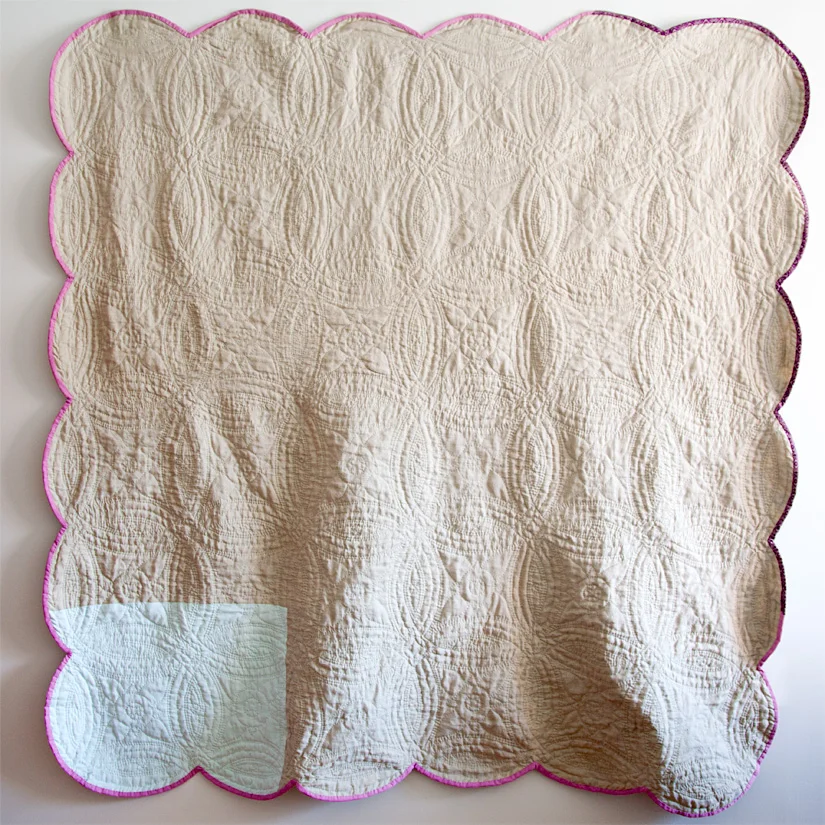 Double Wedding Ring (back), machine pieced and hand quilted. 2012