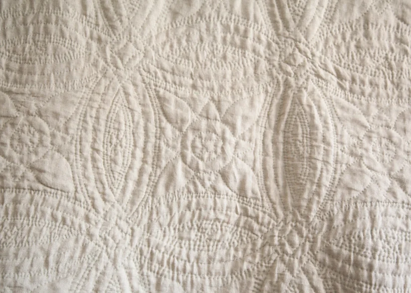 Double Wedding Ring (back detail), machine pieced and hand quilted. 2012