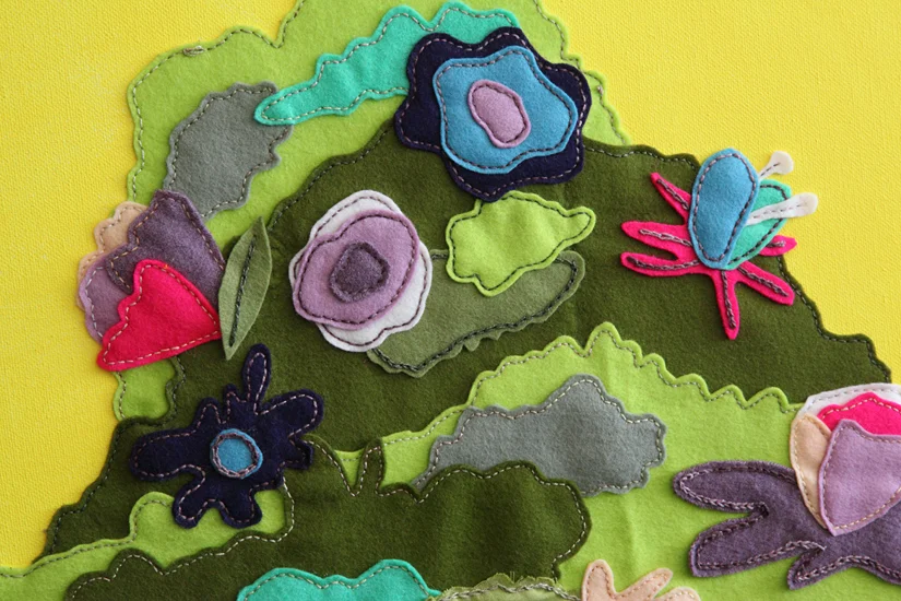 Felt applique on canvas in collaboration with Tim Lahan . (detail)