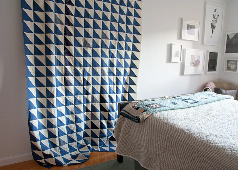 White Caps (in progress), machine pieced and hand quilted. 2013