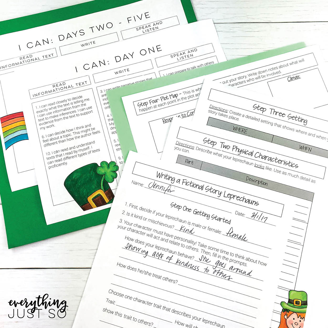 Leprechaun Writing Mini Uni | everythingjustso.org