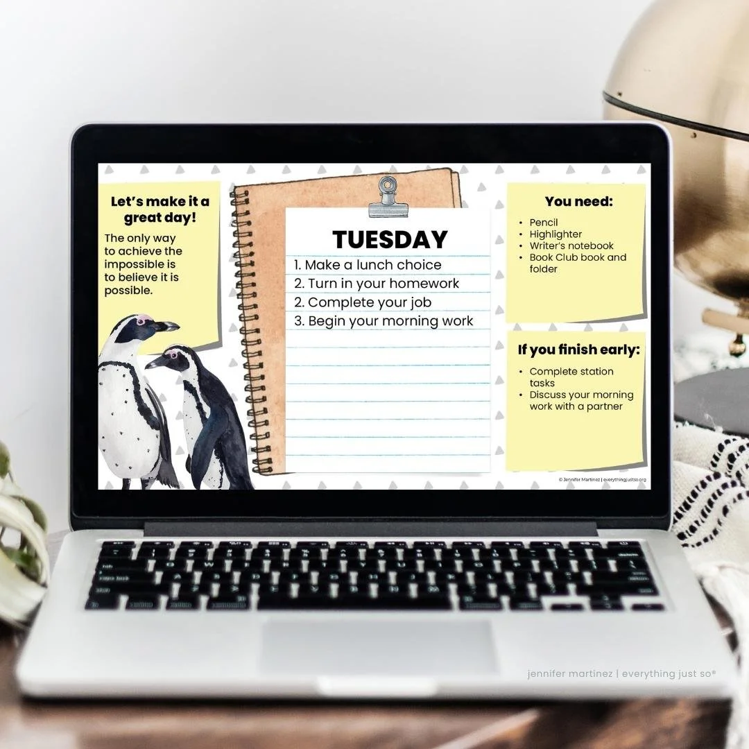 Daily agenda slides penguin theme
