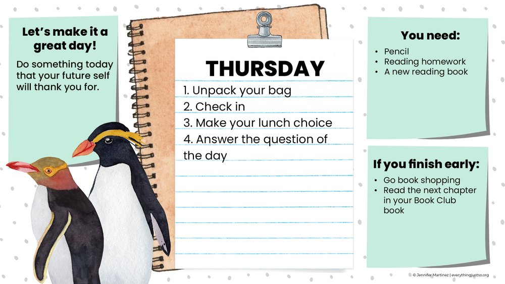 How to use daily agenda slides in the upper elementary classroom