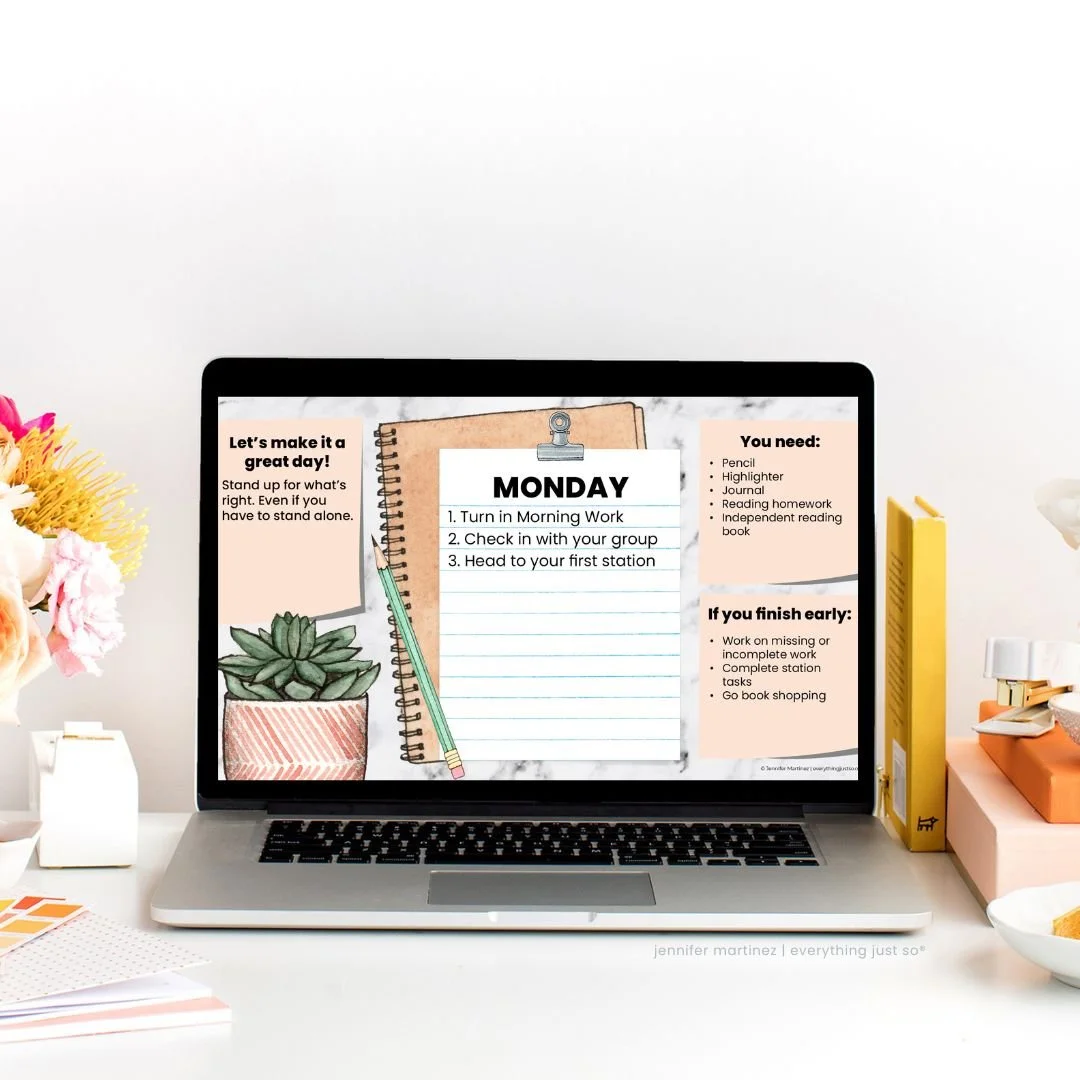 Daily Agenda Slides SUCCULENT Theme Set ONE
