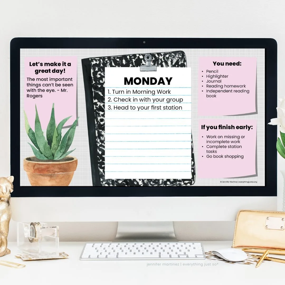 Daily Agenda Slides SUCCULENT Theme Set TWO
