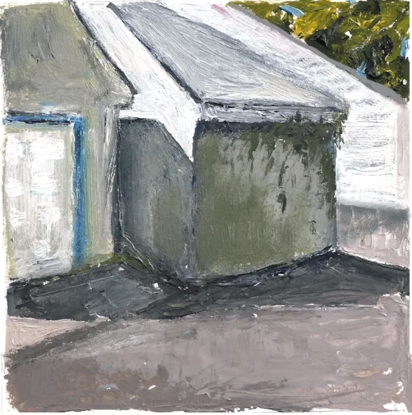 Garage Shadows, acrylic on paper, 6"x6"