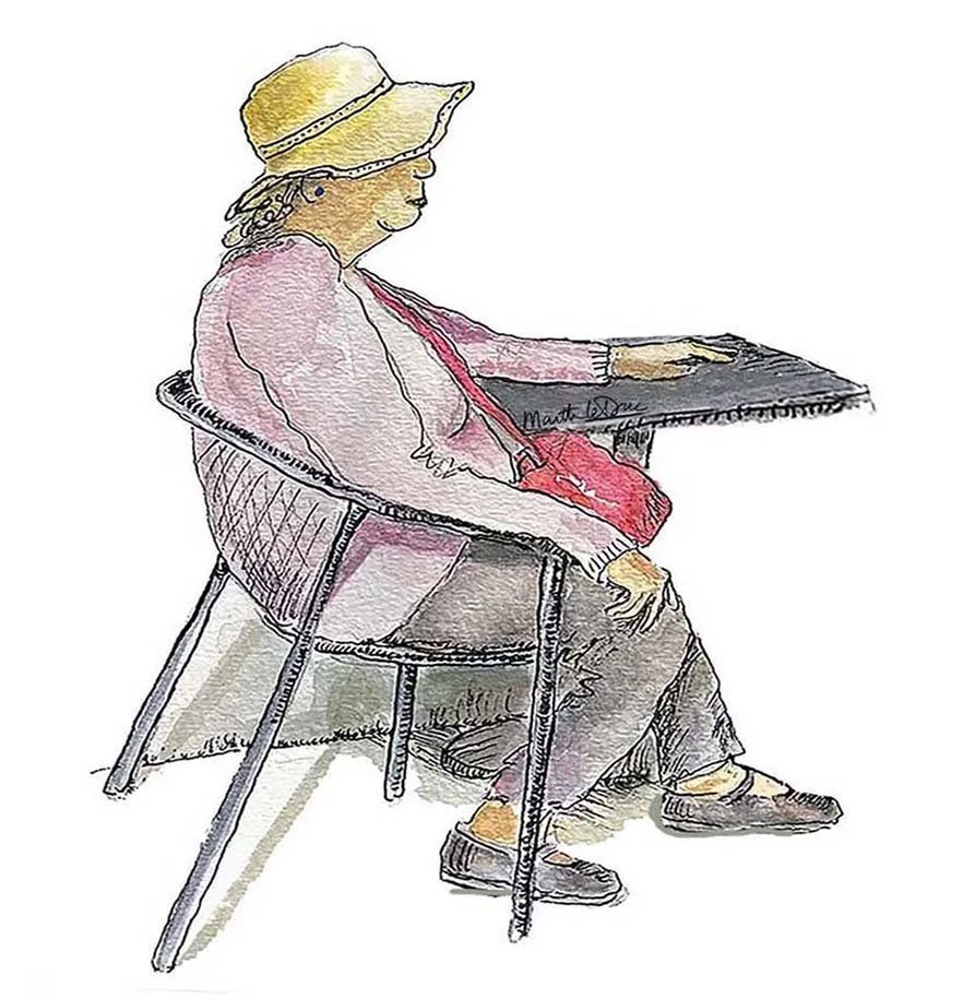 Woman with yellow hat