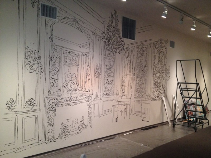   The Boucher Room , 144x480", Sumi ink drawing on the wall, Washington Pavilion of the Arts, Sioux Falls, SD,&nbsp; 2012.  