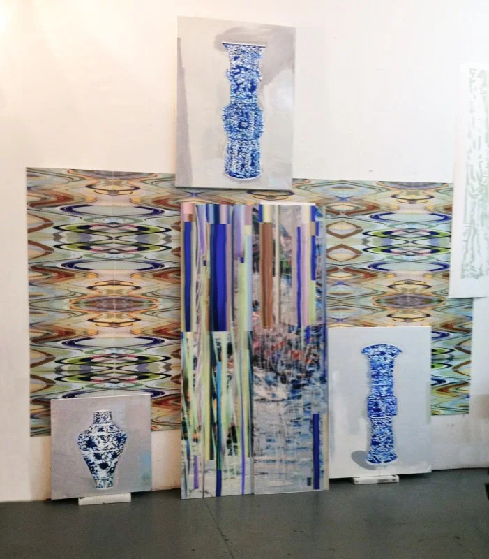   Orient Shift with Wave , 3D lenticular print and oil &nbsp;paintings,&nbsp;Suite 303 Projects, NY, 2015. 