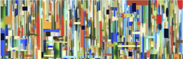 Transit Blue and Orange, 42"x 128", 3D Lenticular Media, 2018