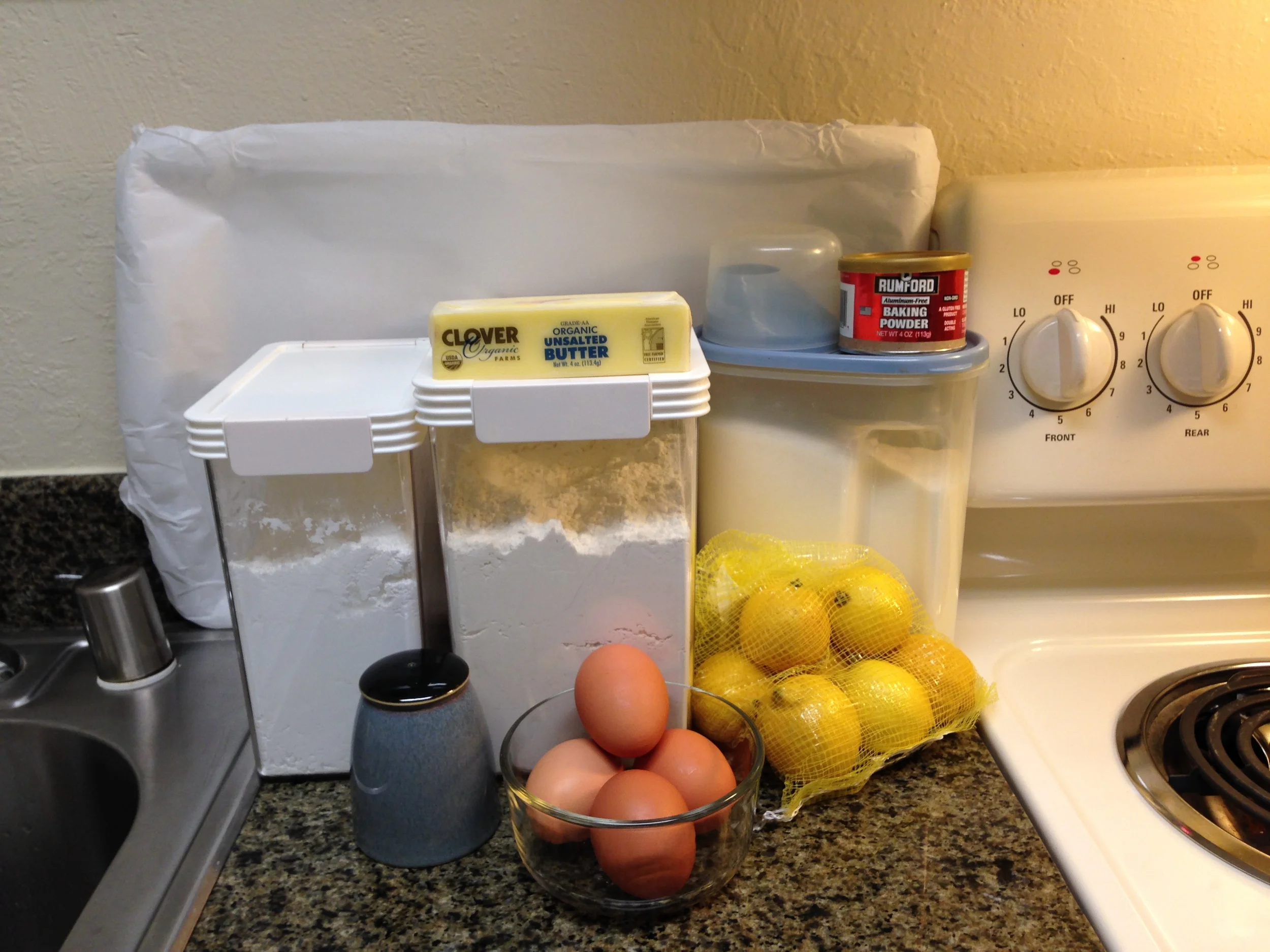 My prepped pan is visible in the back of this photo of the ingredients.