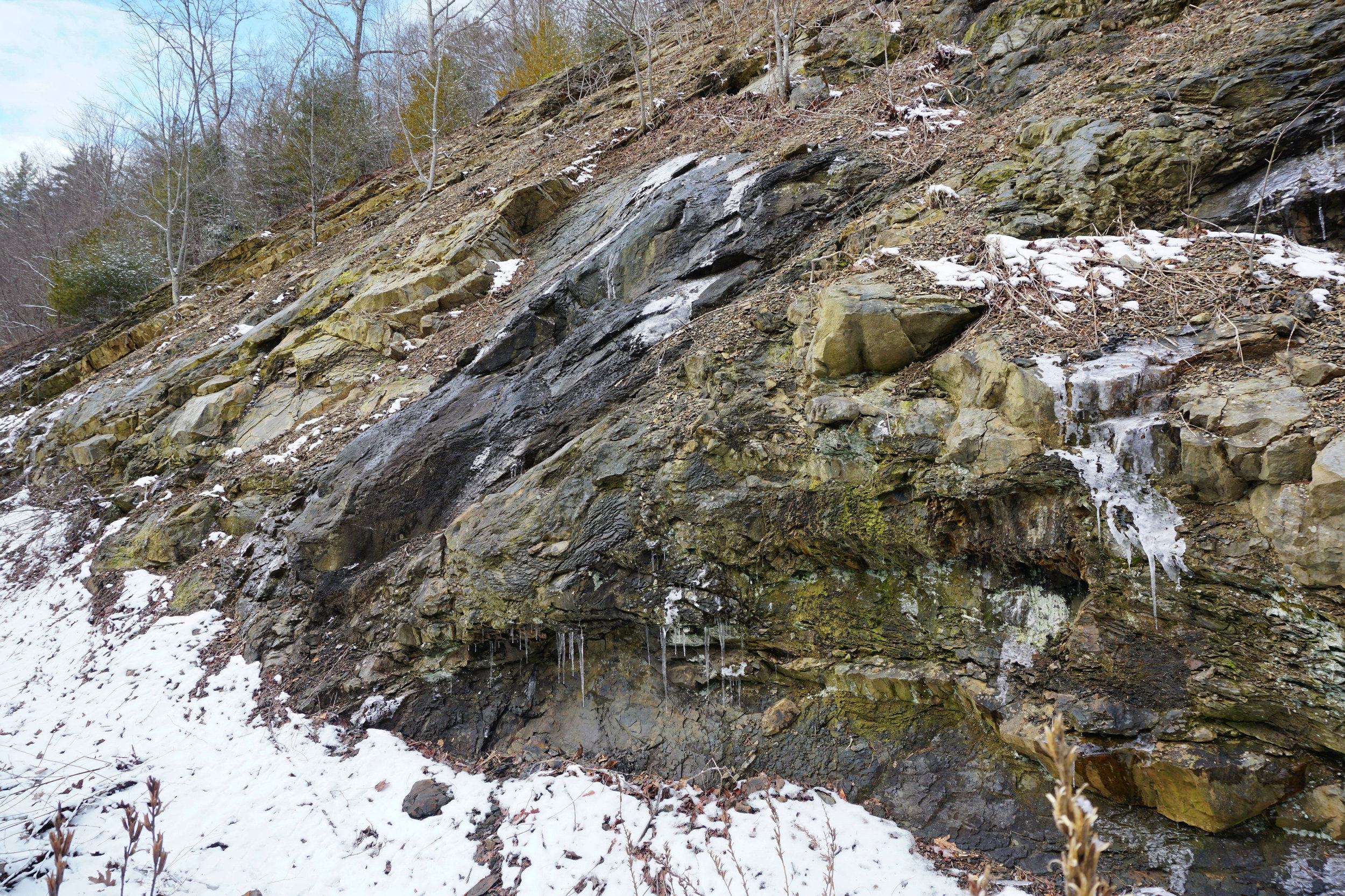 Geological evidence of the underwater landslide within the Hampton Formation.