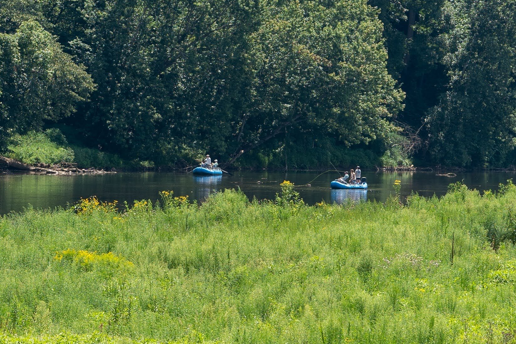 Raft fishing