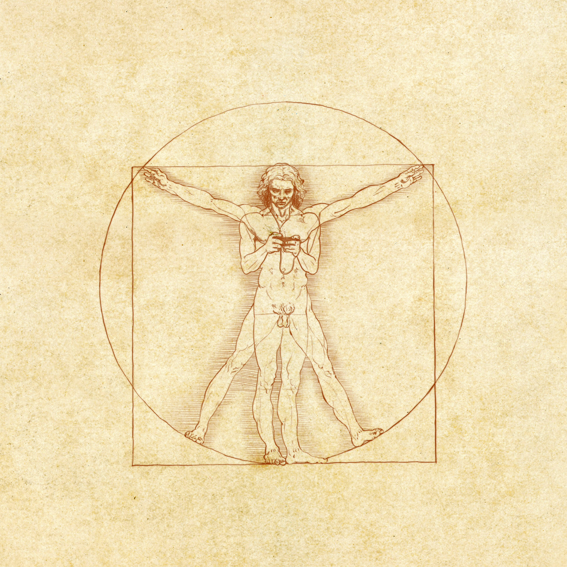 The Vitruvian Texter — Illustration for a CNN article about how smartphones have become extensions of ourselves . C opyright © 2012 Cable News Network. Turner Broadcasting System, Inc. All rights reserved.