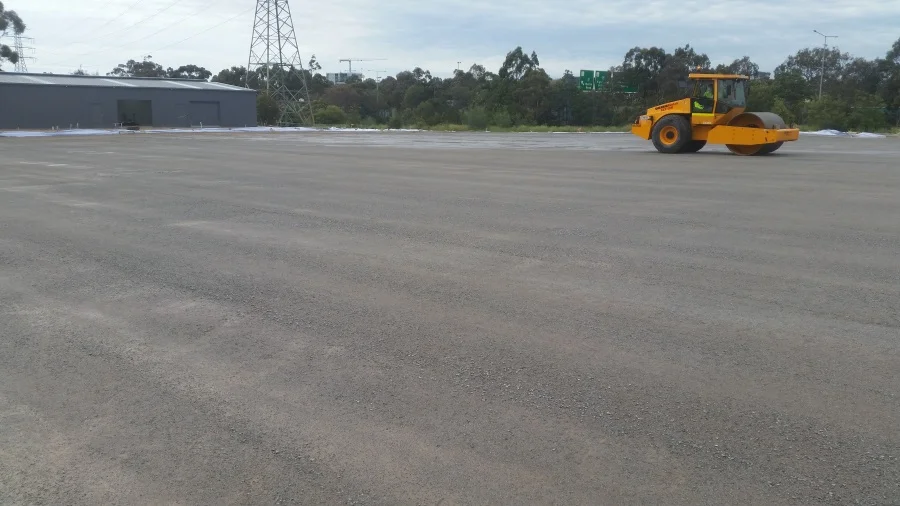 Compacting rock base for Hockey/Soccer field