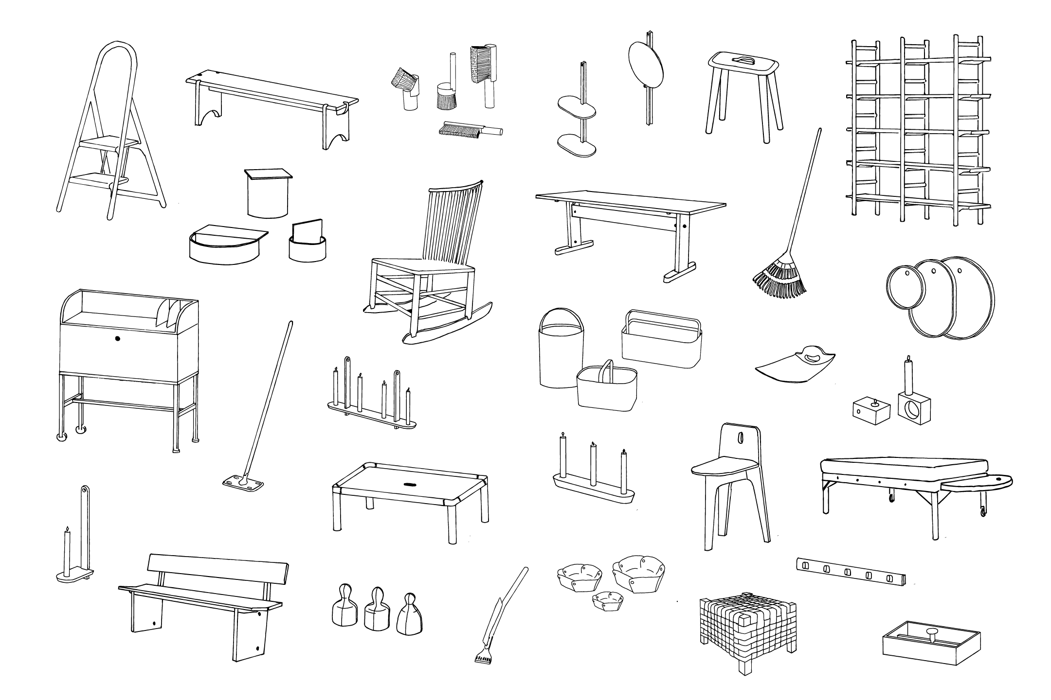 Illustrations by Josh Metersky of all of the pieces in the show. 