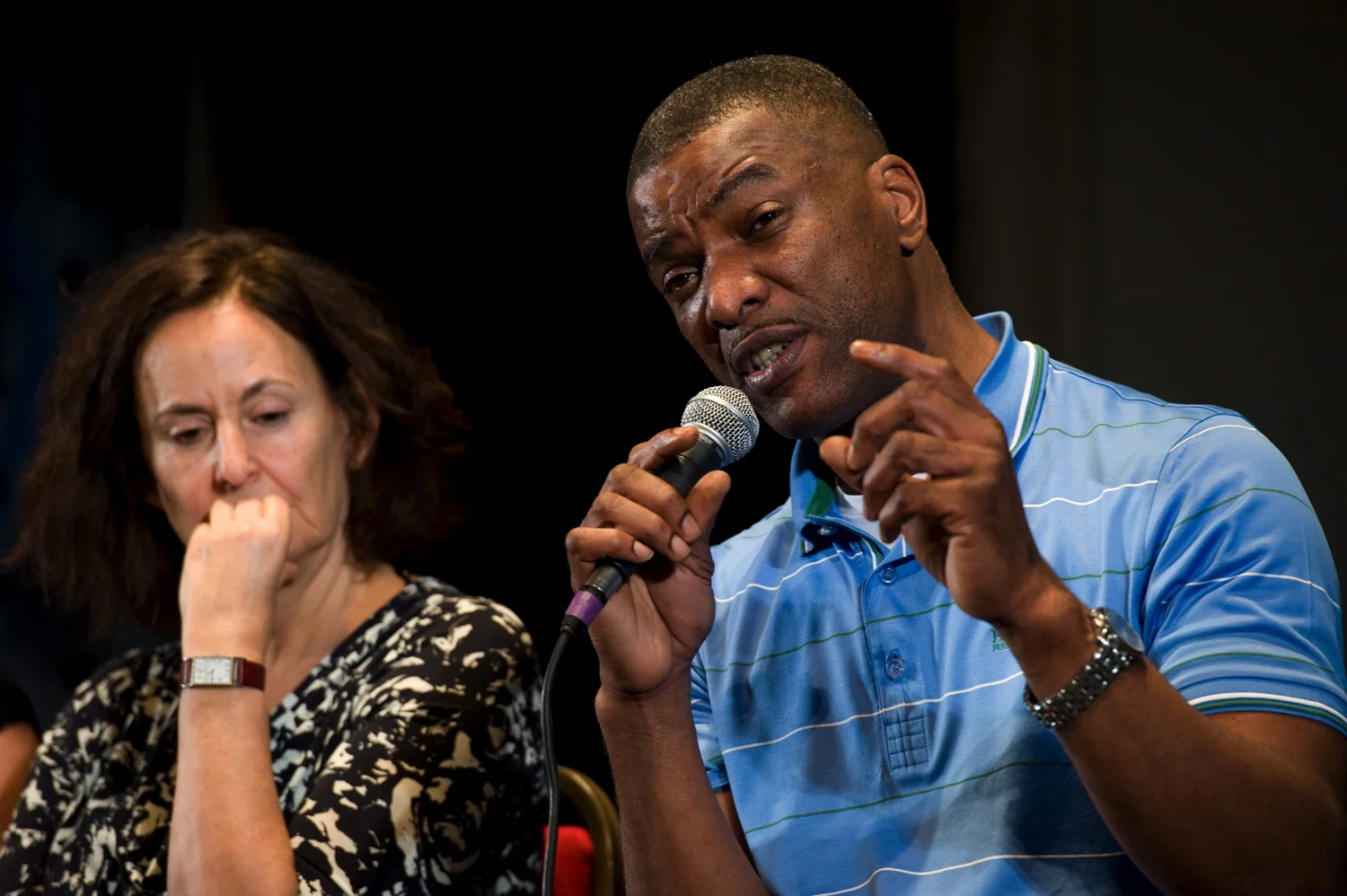 Tottenham's Stafford Scott with Gillian Slovo.