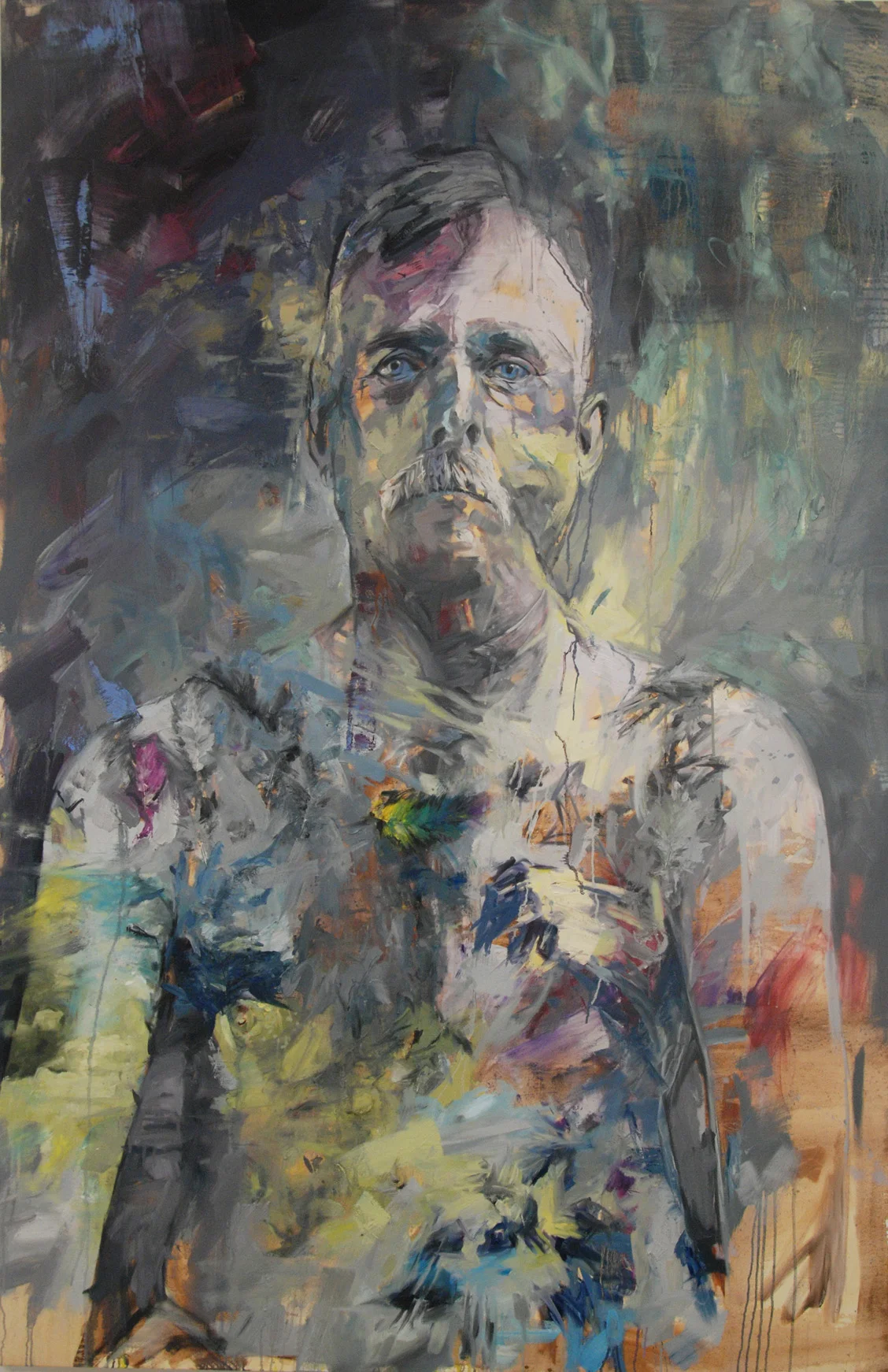 Untitle, Oil, Tar and Feathers, 210cm x140cm