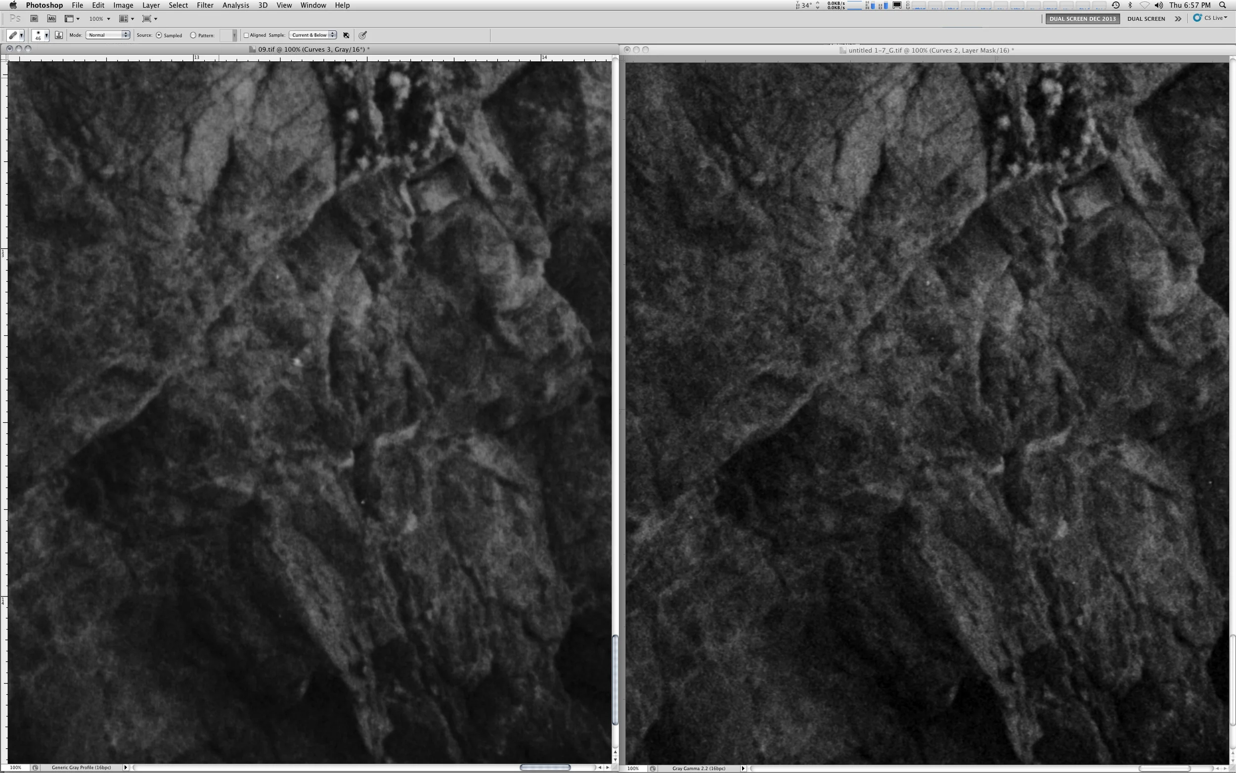 Comparison of a negative scanned with an Epson 750 (wet-mounted) and a Screen 1045AI Drum Scanner at 4800 SPI