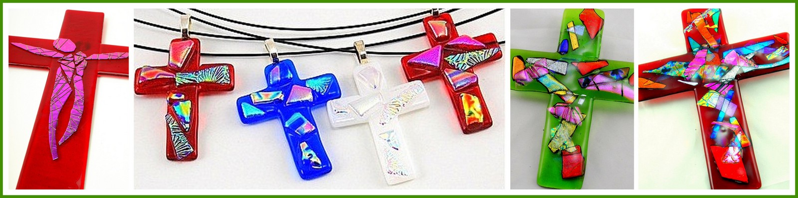 CRUCIFIX, DICHROIC CROSS Pendants, DICHROIC WALL CROSSES