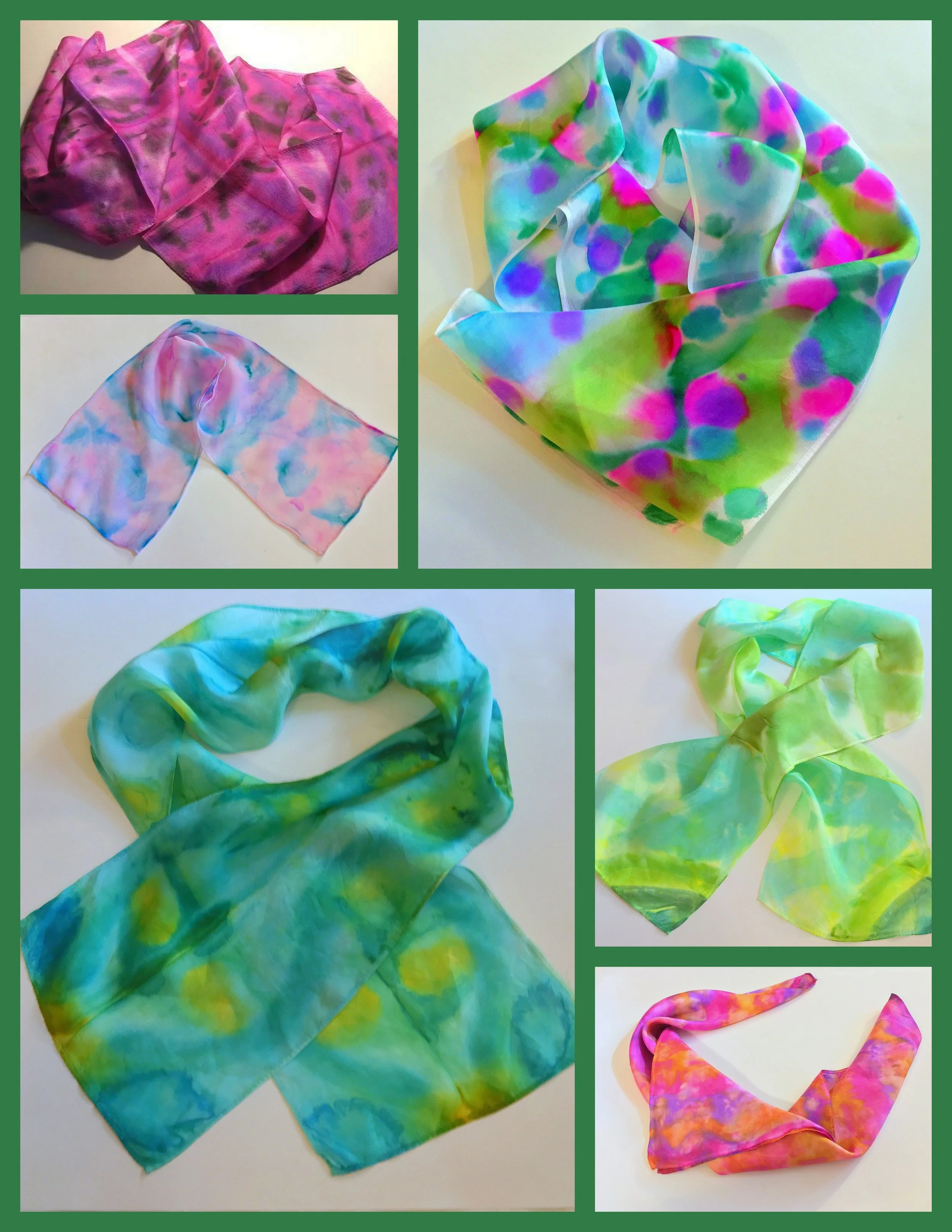 ALCOHOL INK PAINTED SCARVES Painted in Last Workshop