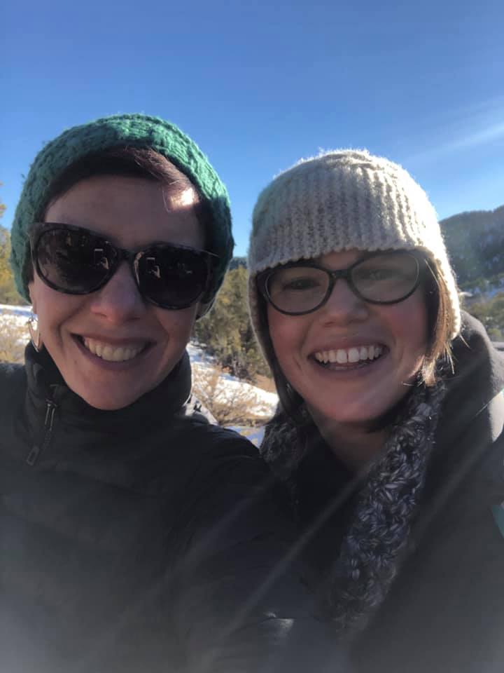 Whitney Kimball Coe, Coordinator of the Rural Assembly, exploring the Sangria De Cristo mountains in New Mexico with Madeline Moore of Rethinking Rural during January’s Rural Voices for Conservation Annual Meeting. (Photo by Whitney Kimball Coe).