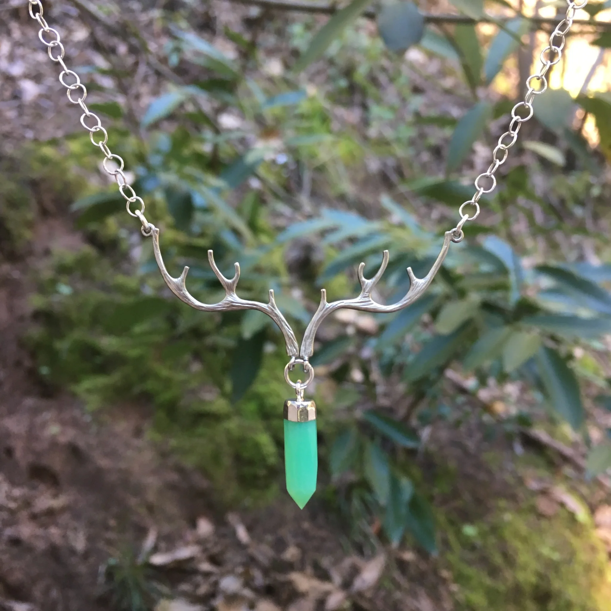 Forest's Heart Necklace with Chrysoprase