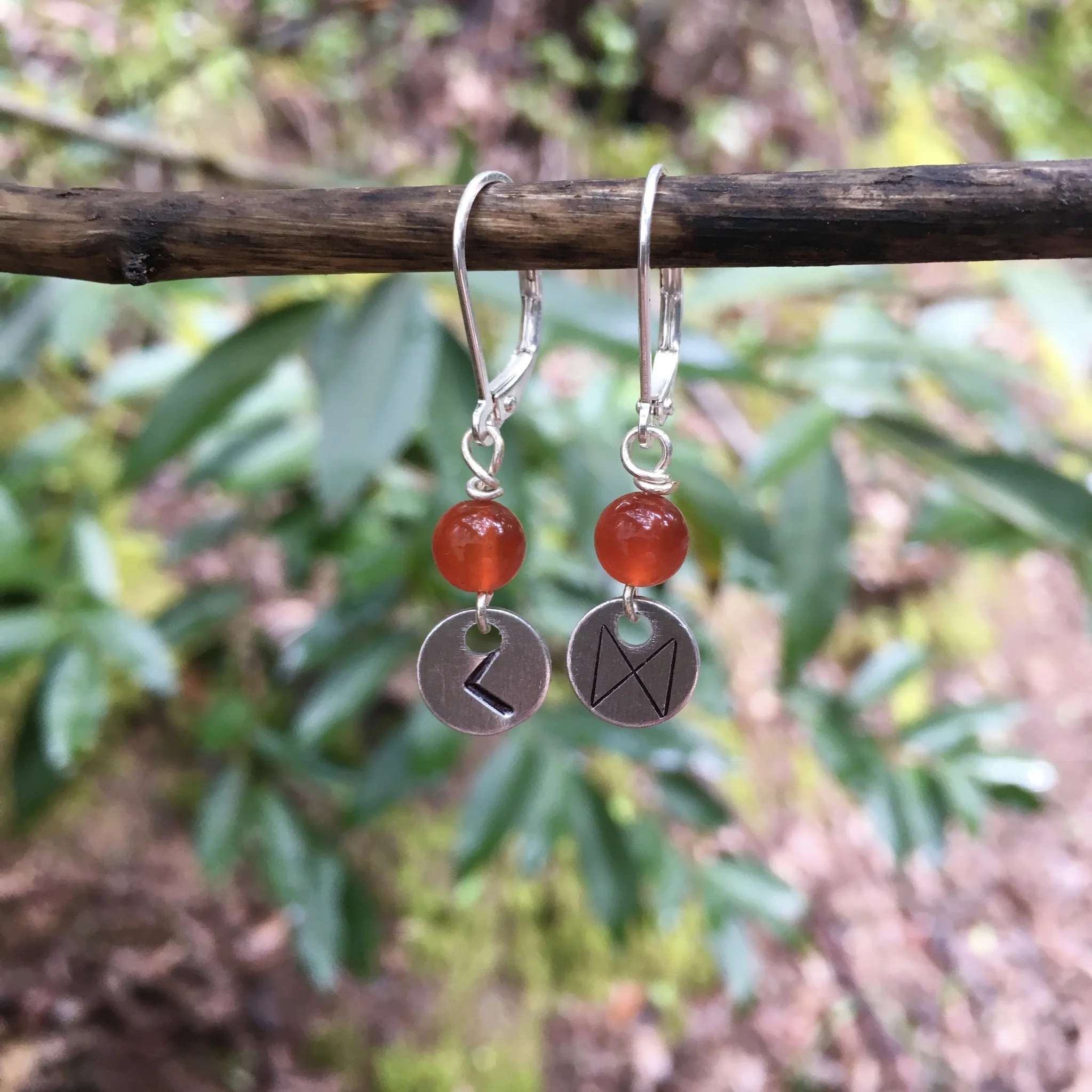 Runic Whispers Earrings with Carnelian