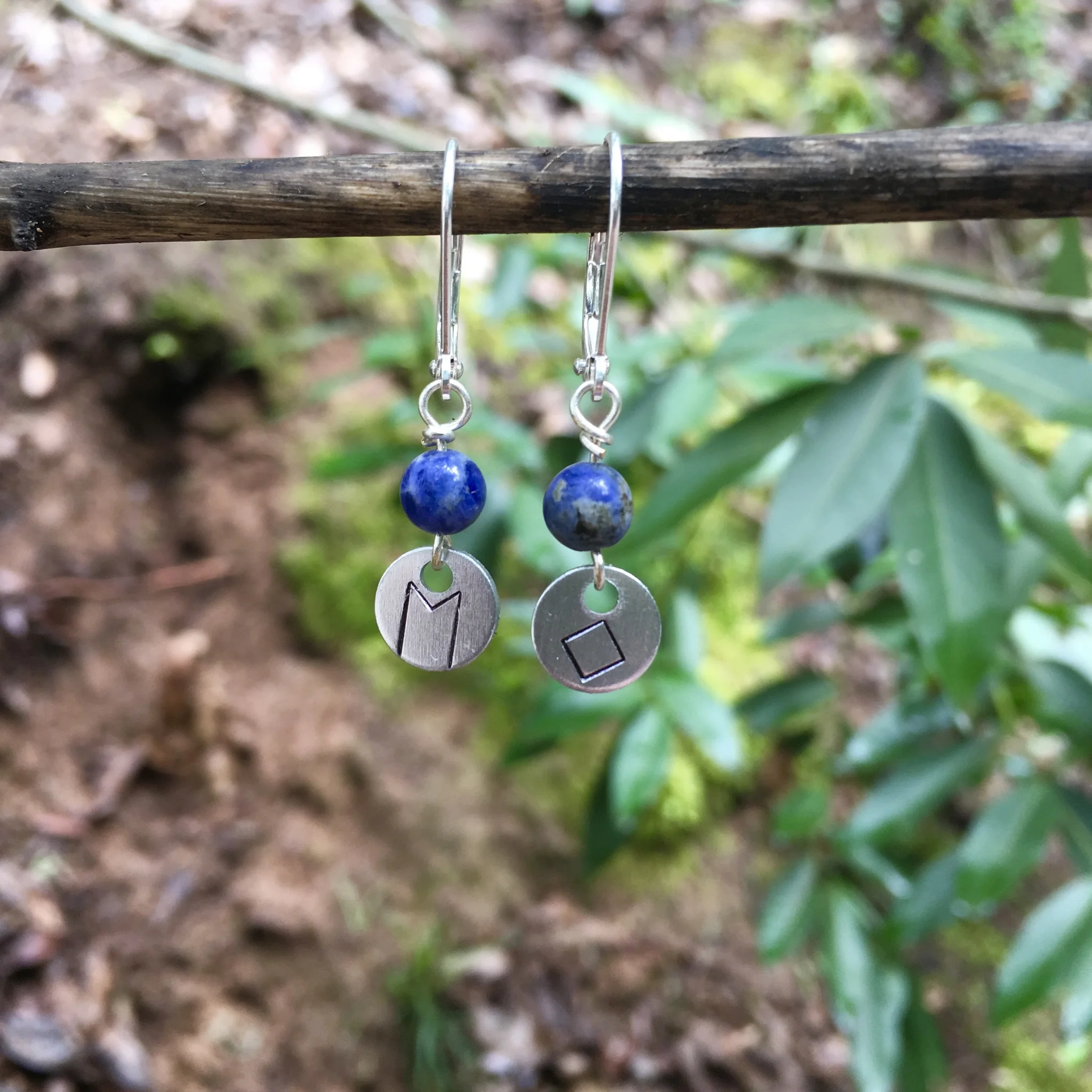 Runic Whispers Earrings with Lapis Lazuli