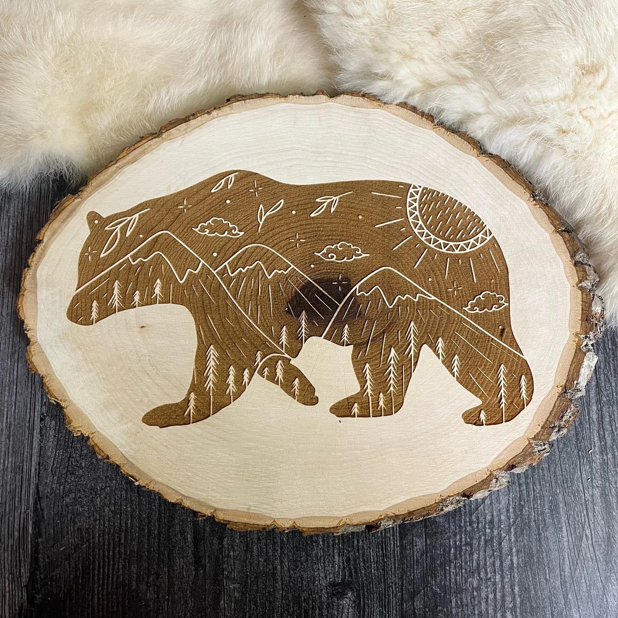 Spirit Bear Decorative Wood Round
