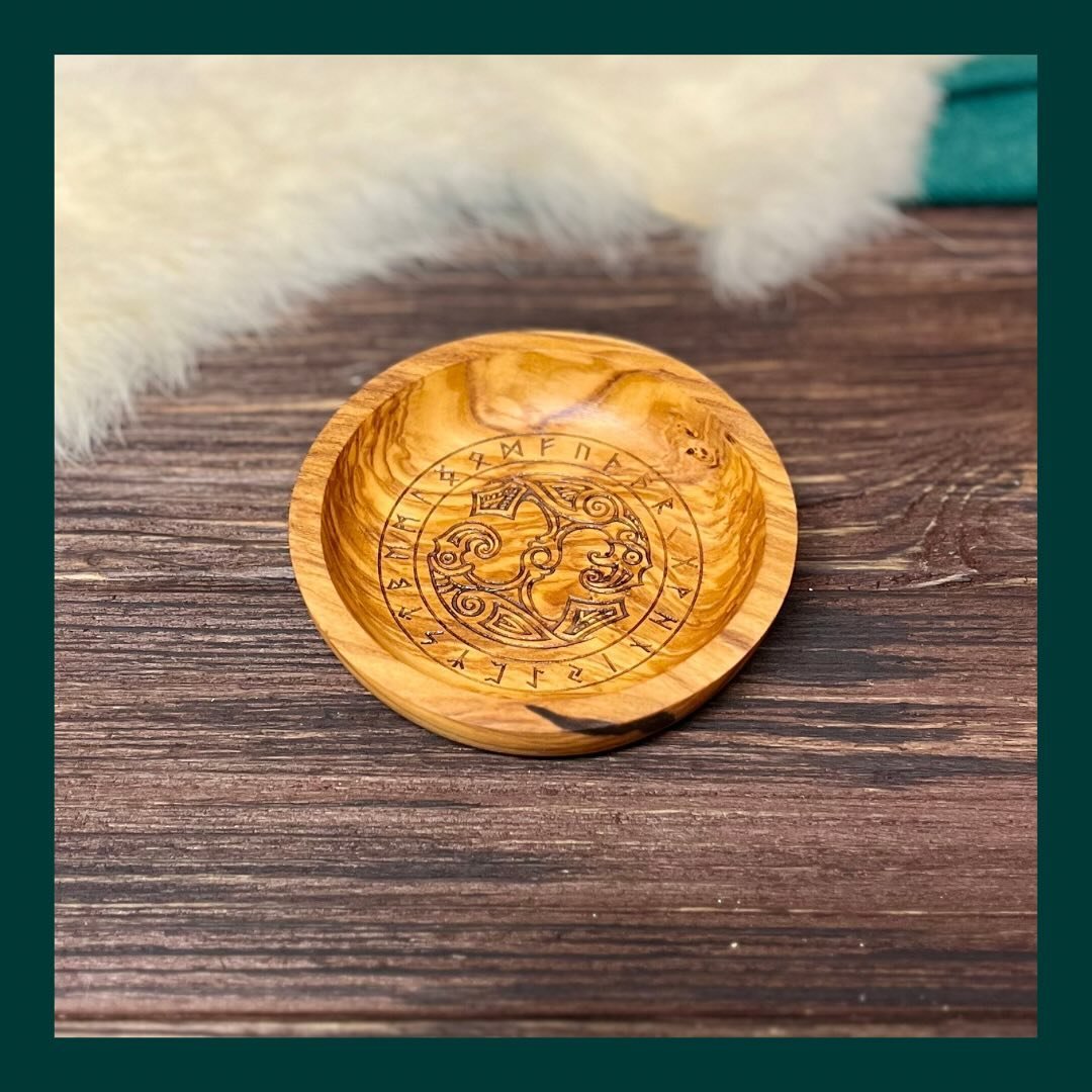 Coming Soon! Runic Offering Bowls crafted from solid olive wood. These petite vessels are water-resistant and safe for food / drink offerings. They&rsquo;re also lovely for altar work, and small enough to serve in nearly any space. I&rsquo;ll share a