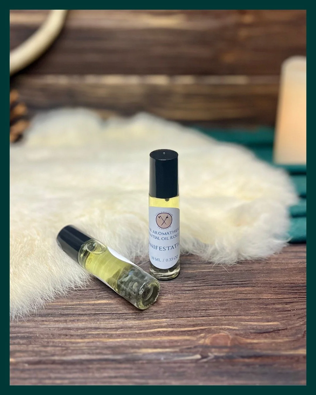 My Manifestation essential oil blend encapsulates the uplifting and energizing vibration of channeling dreams into reality. This proprietary blend features nine different oils, including jasmine for intuition, rose for heart-opening, neroli for coura
