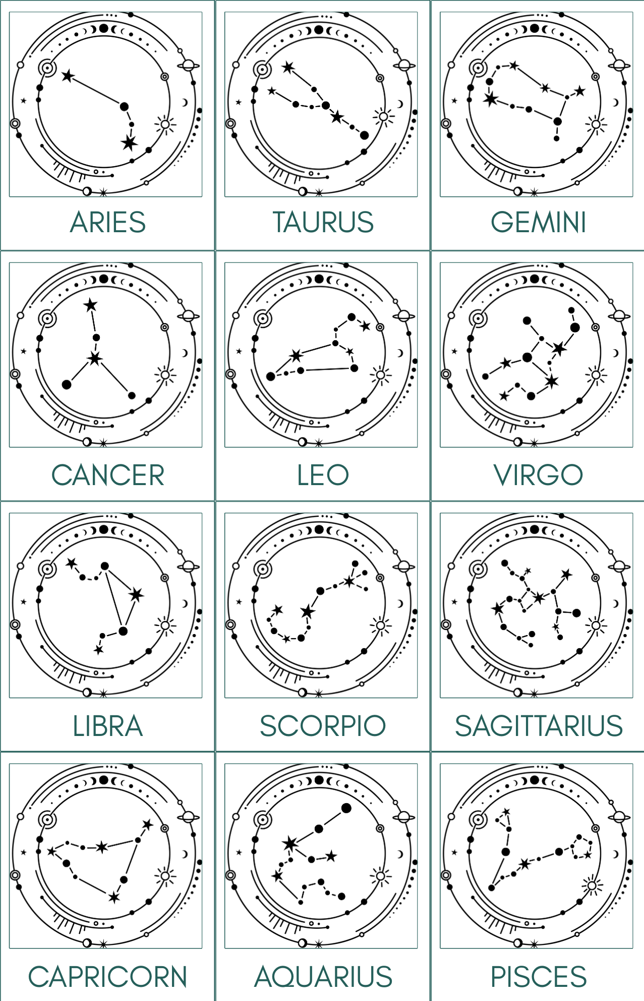 Zodiac Constellation Photo Frames 12 Items 3x4 Grid.png