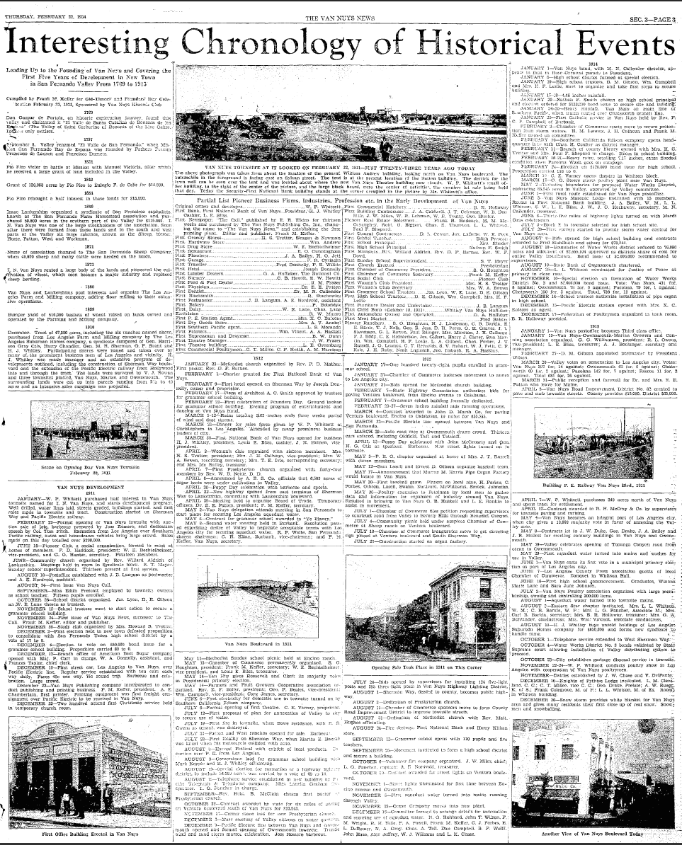 Interesting Chronology Of Historic Events (see July 1, 1913)