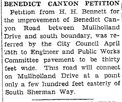Benedict Canyon Petition
