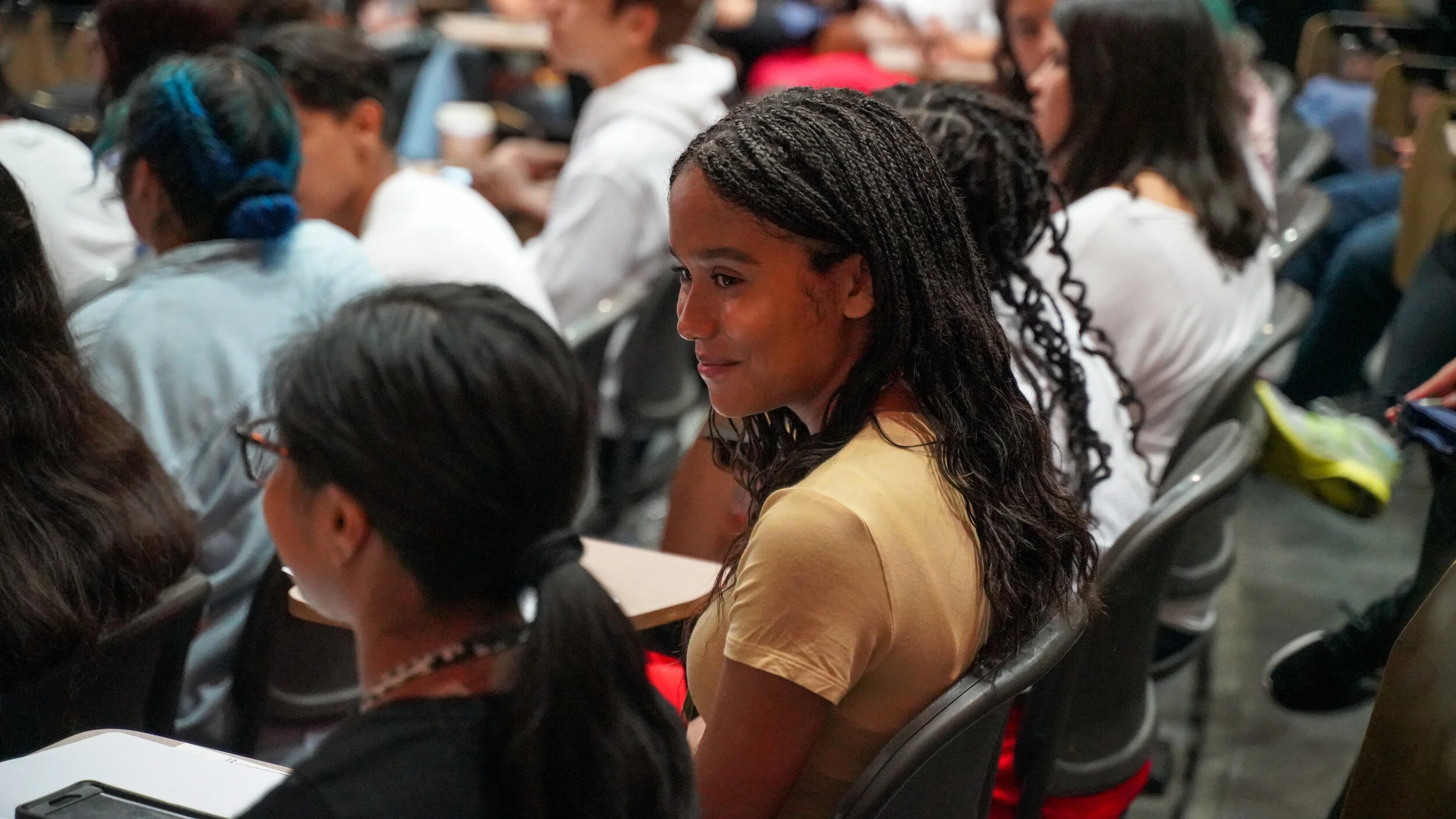 UC Berkeley students sitting next to each other during the EOP new student orientation