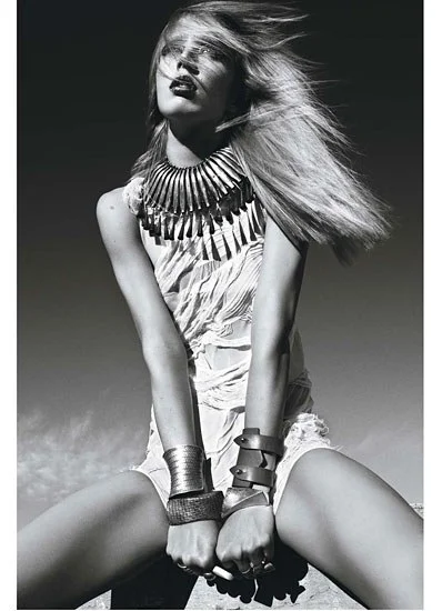 W MAGAZINE FEBRUARY 2010 RAQUEL ZIMMERMAN SHOT BY MARIO SORRENTI STYLED BY CAMILA NICKERSON - LEATHER CUFF BY A. JASON ROSS