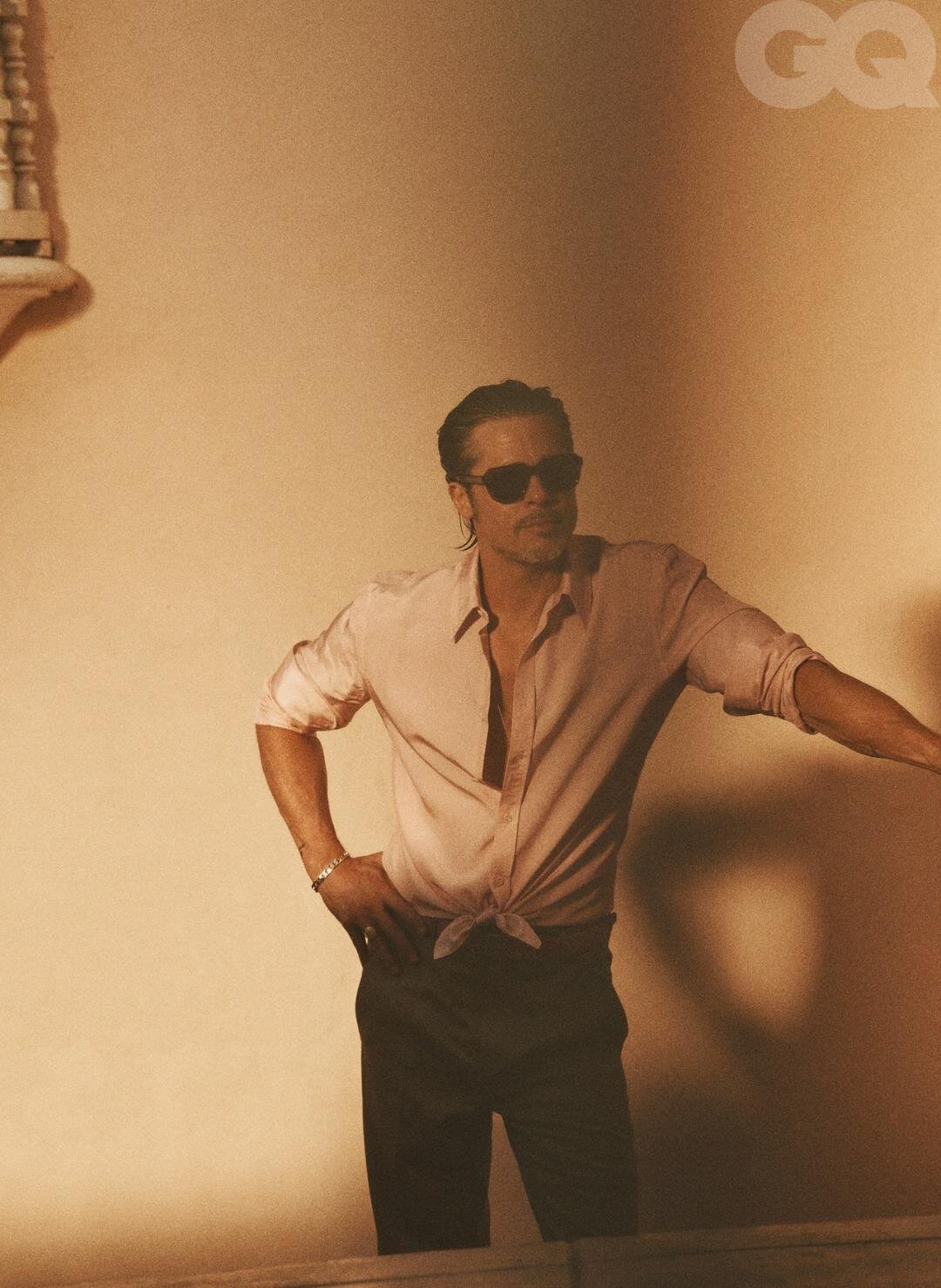 BRAD PITT IN CUSTOM BELT BY A. JASON ROSS STYLED BY GEORGE CORTINA PHOTOGRAPHS BY LACHLAN BAILEY