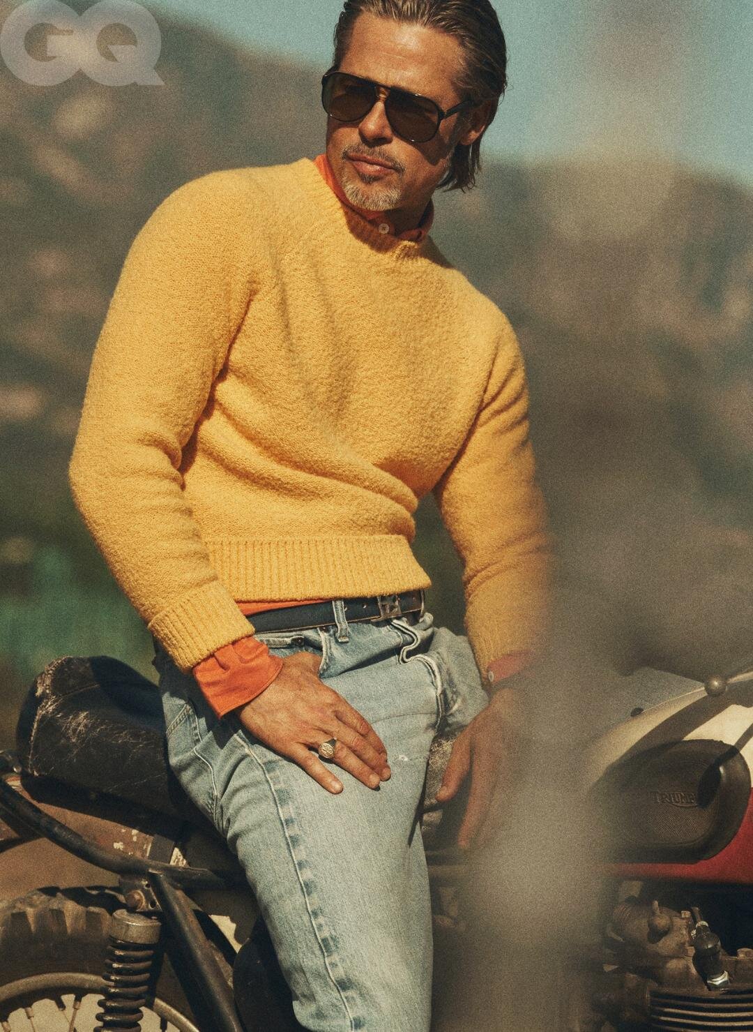 BRAD PITT IN CUSTOM BELT BY A. JASON ROSS STYLED BY GEORGE CORTINA PHOTOGRAPHS BY LACHLAN BAILEY
