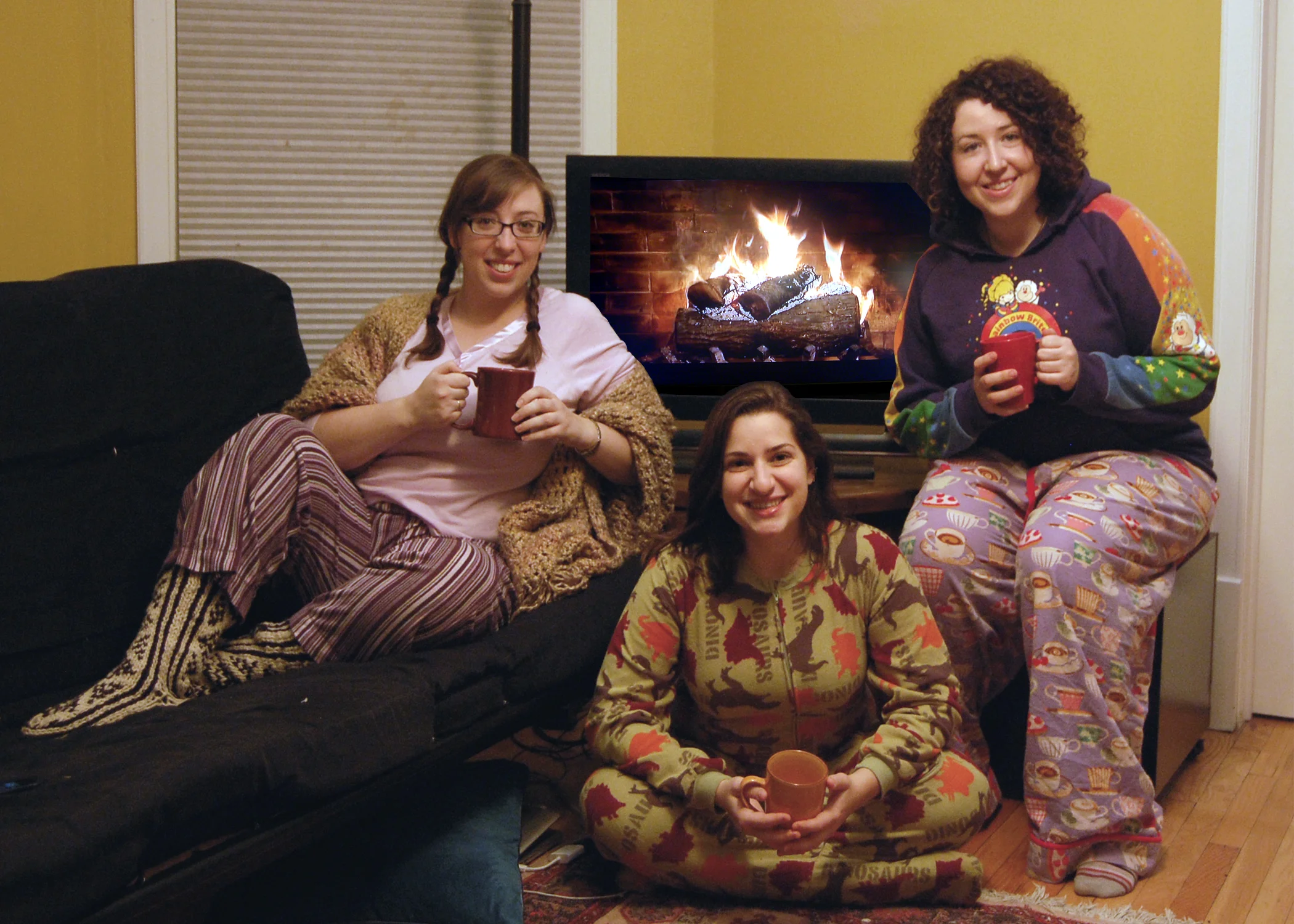 Our holiday card for 2012. Clearly, Rebecca, Yonit and I are sporting our finest patterns! 