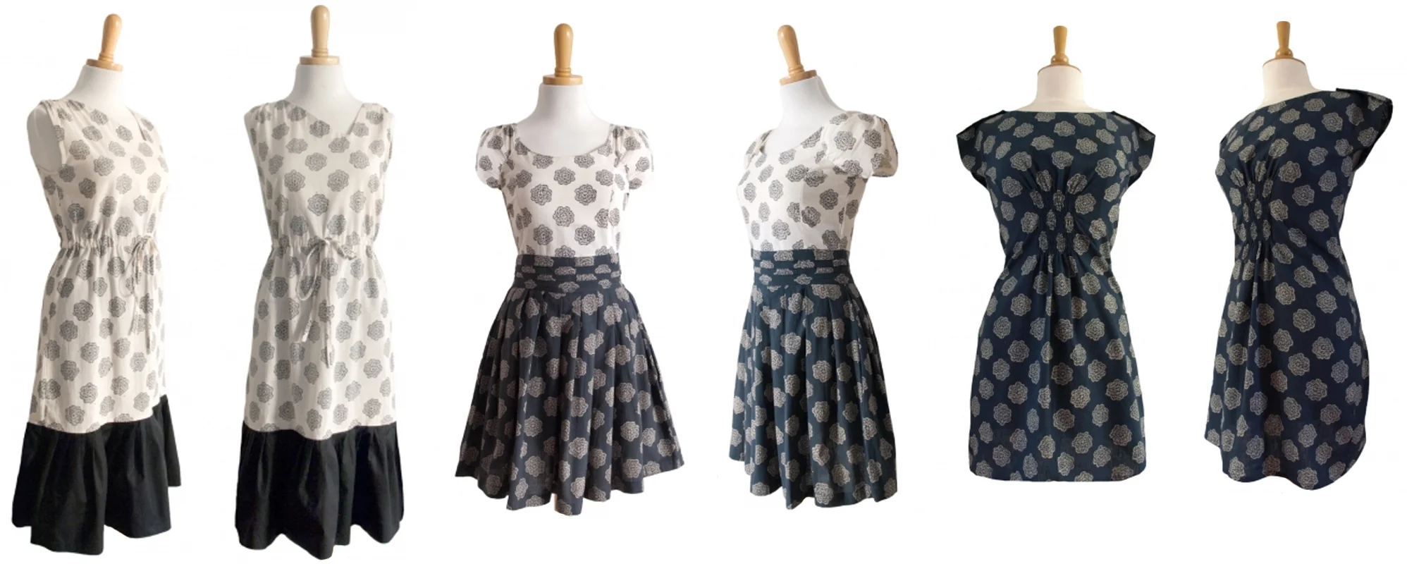 From left to right - Dahee Dress, Garden Party Dress & Shanghai Shift Dress.